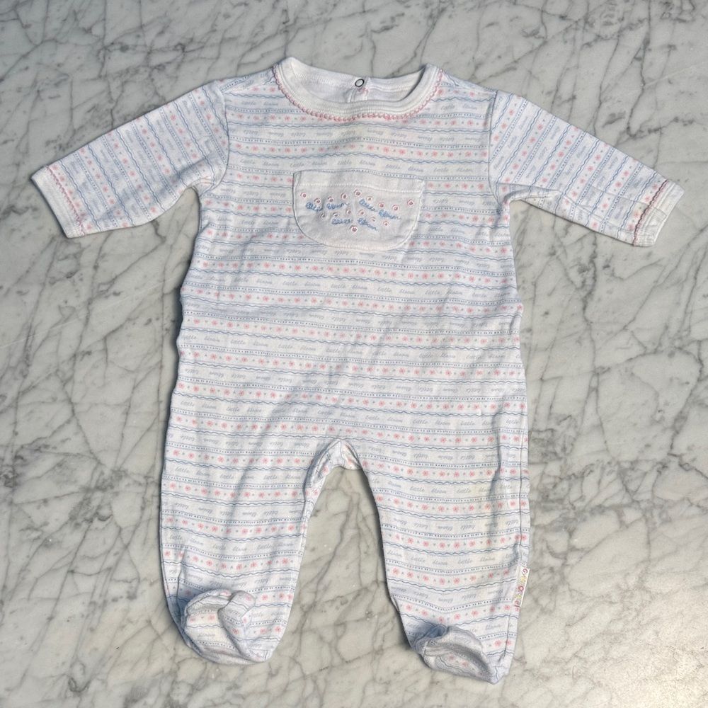 Rainbow Tag Gymboree Newborn Little Bloom Embroidered Footed One-Piece